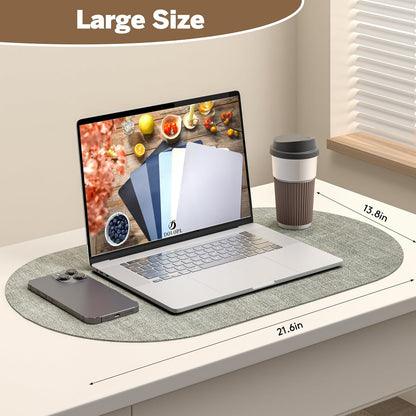 DOLOPL Oval Placemats Set of 6, Gray Faux Leather Heat Resistant Table Mats - Anti Slip Table Place