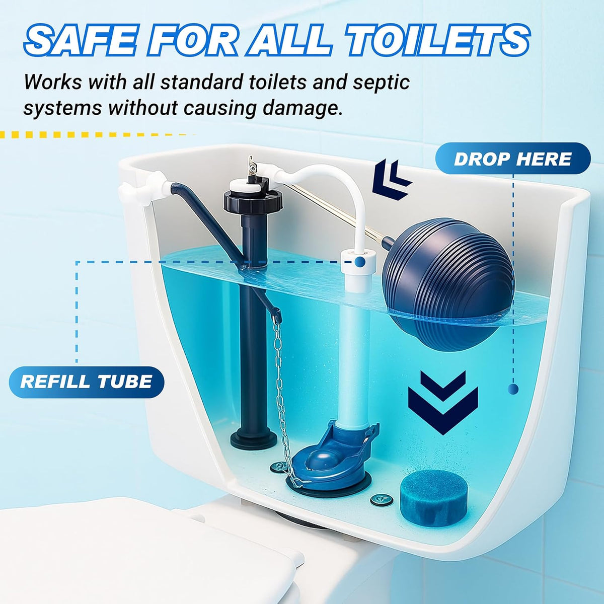 Automatic Toilet Bowl Cleaner Tablets – 40 Tabs - Blue Gel Toilet Tank Cleaner, Hard Water Ring