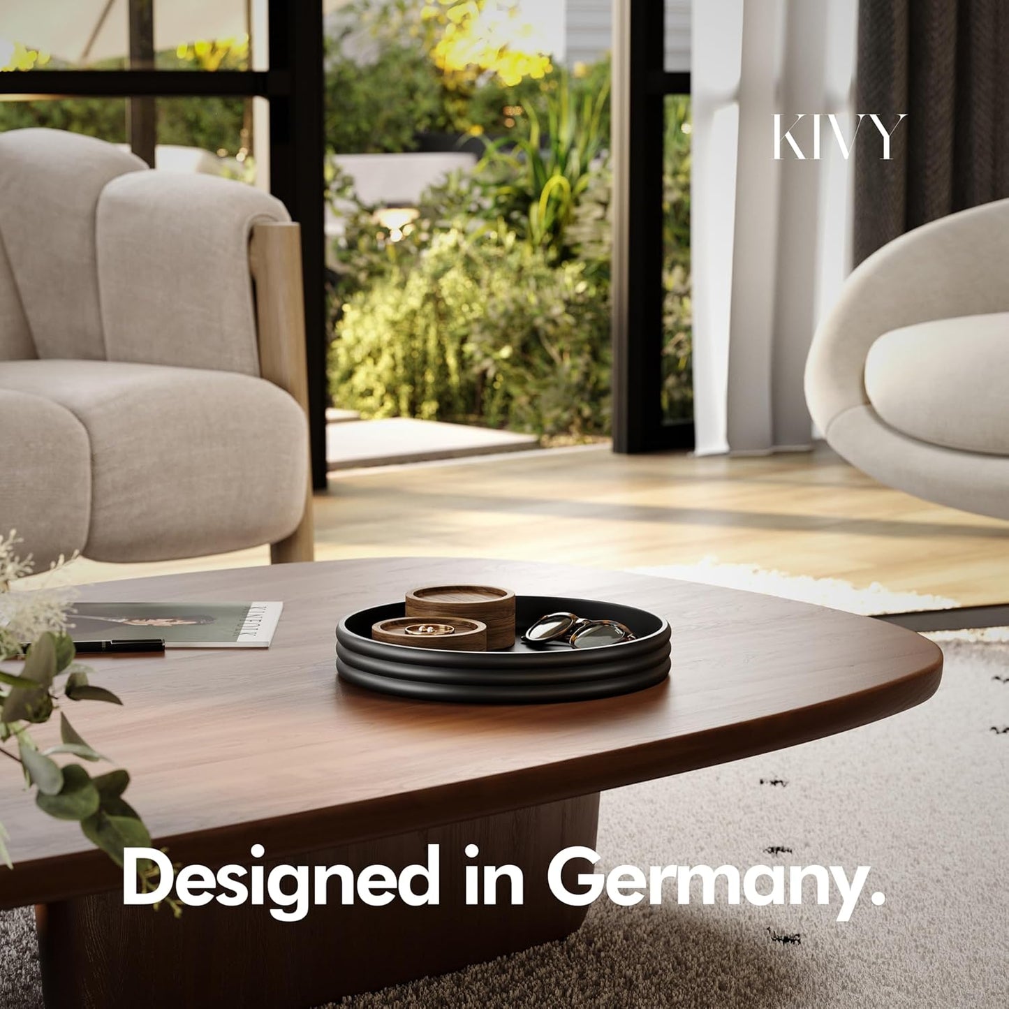 KIVY Round Decorative Concrete Tray 11x1,5 Inch - Modern Circle Coffee Table Bowl - Home Decor