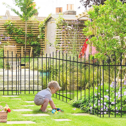 Metal Garden Fence with Gate 36 in H x 12 ft L, 1 Gate + 5 Panels Border Dog Fence Panels Animal