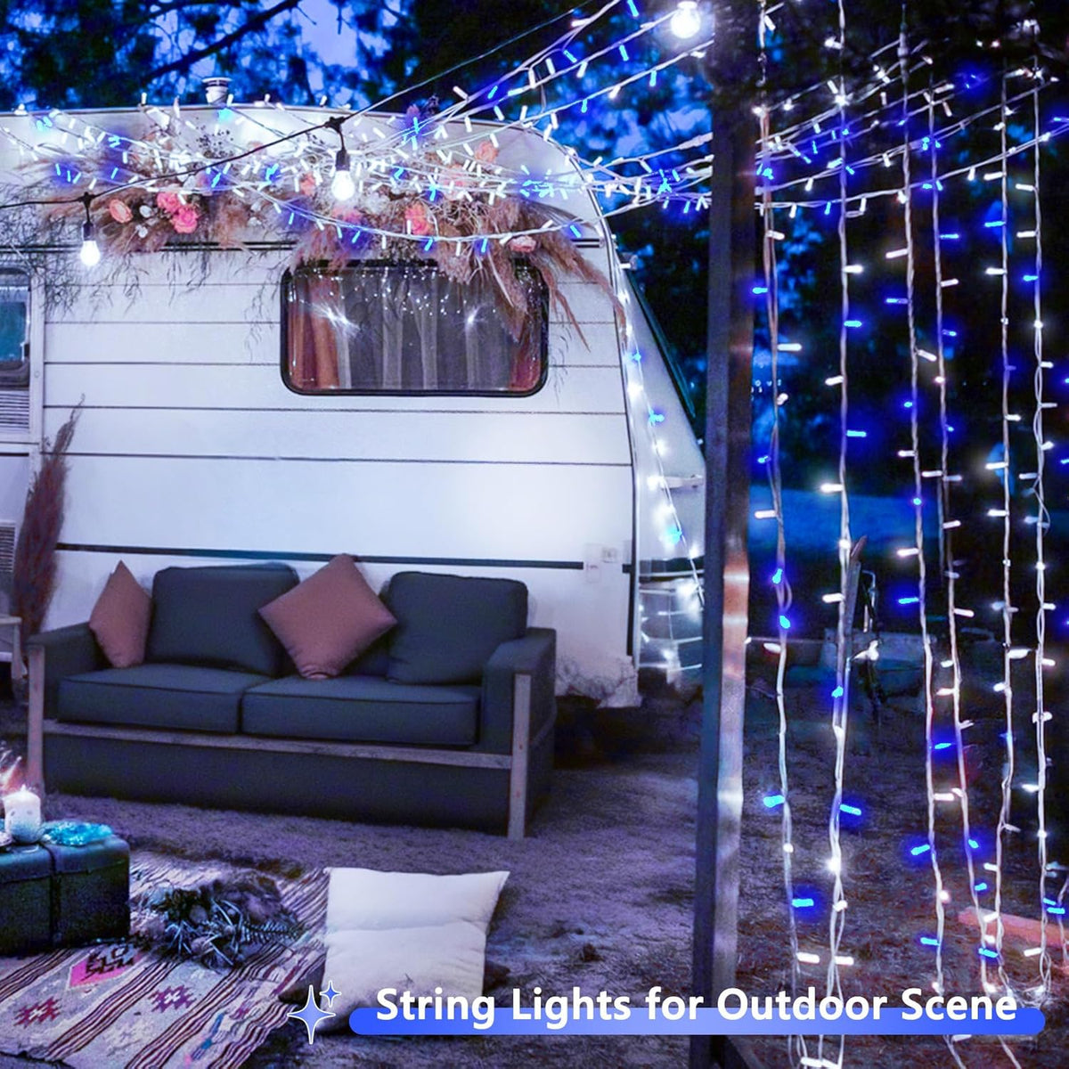 2 Pack String Lights Battery Operated with Timer, 66FT 200 LED Waterproof Battery Twinkle Lights, 8