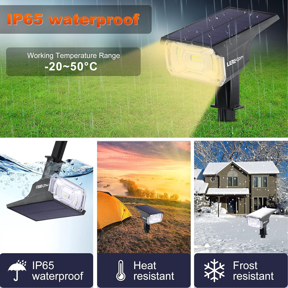 40 LEDs Spotlights,IP65 Waterproof Solar Powered Landscape Spotlights 2-in-1 Wall Light, Outdoor