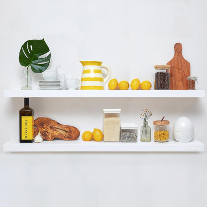 Homeforia White Floating Shelf 48 inches, High End Solid Real Wood 48inch Long Floating Shelves for