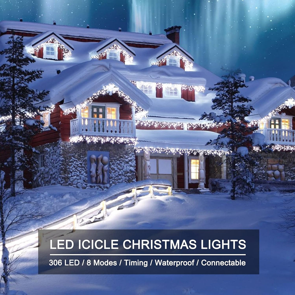 Icicle Lights Outdoor, 40Ft White Christmas Lights with 81 Drops and 432 LED Icicle Drops, Remote