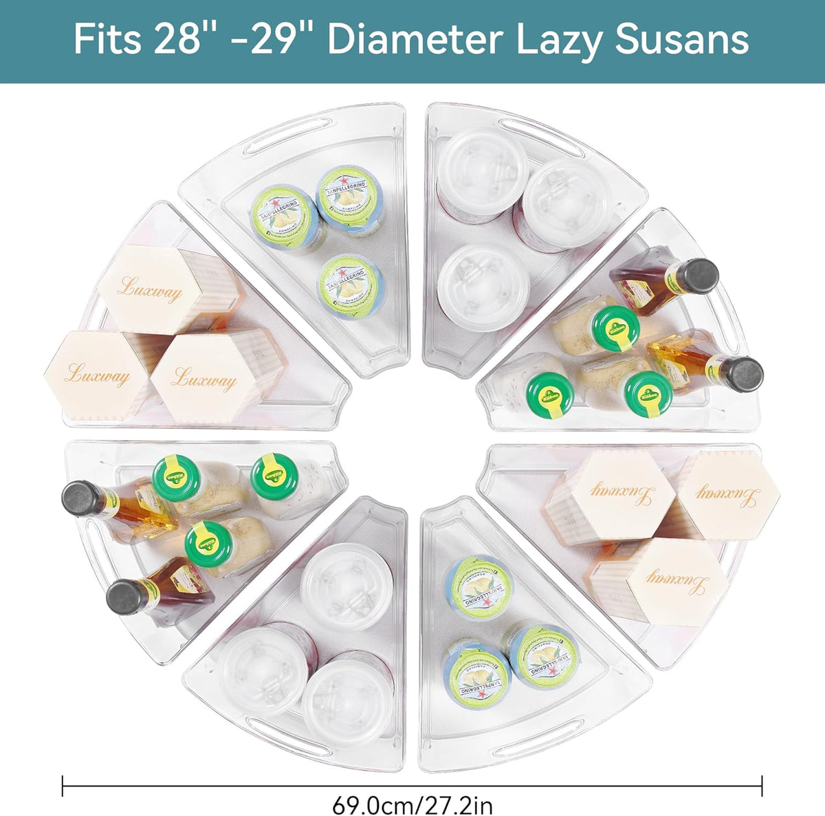 Oubonun Lazy Susan Organizers Set of 8, 11.6’’ x 10.2’’ x 4.1’' Plastic Transparent Kitchen Cabinet