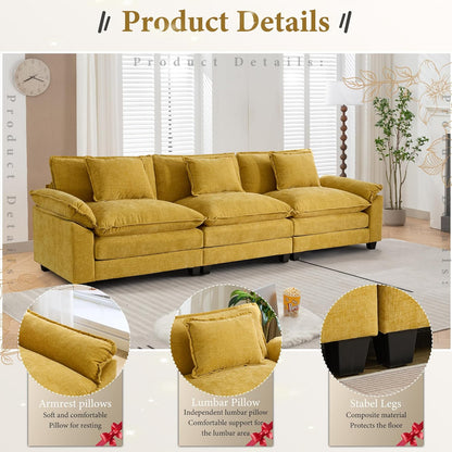 URRED Modular Sectional Sofa Comfy Cloud Couch, Modern Chenille Sofa Sleeper Deep Seat Couches with