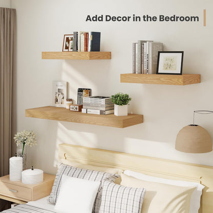 Heimlove 24 x 12 Inch Deep Floating Shelves Wall Mounted with Invisible Brackets,Storage Hanging
