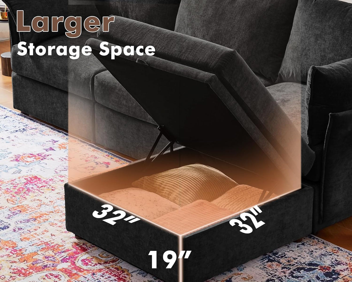 136.4" Oversized Modular Sectional Sleeper Sofa Bed, U Shaped Convertible Couch with Movable