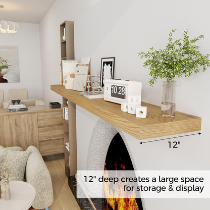 Fun Memories 72 Inch Floating Shelf, 12 Inch Deep Wall Shelf for Fireplace Mantel, Deep Storage