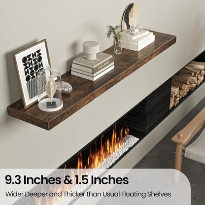 Floating Shelves for Wall, 48"W x 9.3"D x 1.5"H, Wooden Wall Mounted Display Shelf with Invisible