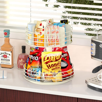 Snack Organizer - Versatile Snack Storage 2 Tier Lazy Susan with Convenient Grab-and-Go Design