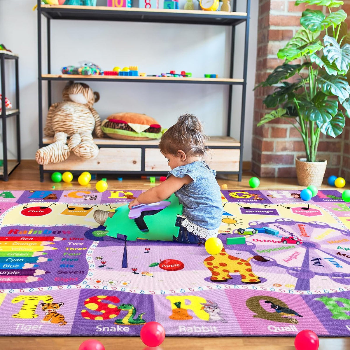 Kids Rugs for Playroom Bedroom Classroom Nursery, Non-Slip and Washable Rugs for Children Toddlers