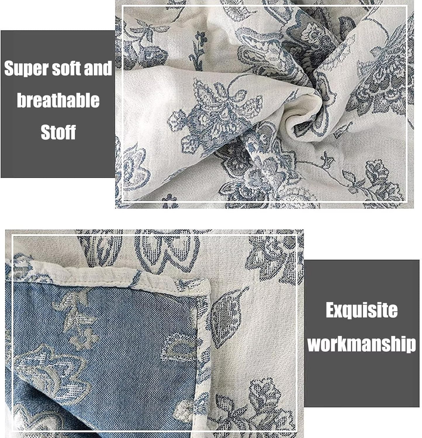 MSGKV Throw Blanket 100% Cotton Blankets Stitch Blanket,Versatile Knit Woven Super Soft Warm &