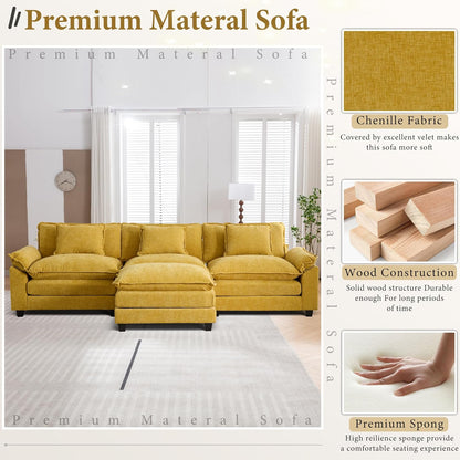URRED Modular Sectional Sofa Comfy Cloud Couch, Modern Chenille Sofa Sleeper Deep Seat Couches with