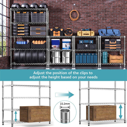 5-Shelf Storage Shelves,Wire Shelving Heavy Duty Metal Storage Shelving Unit Adjustable Garage