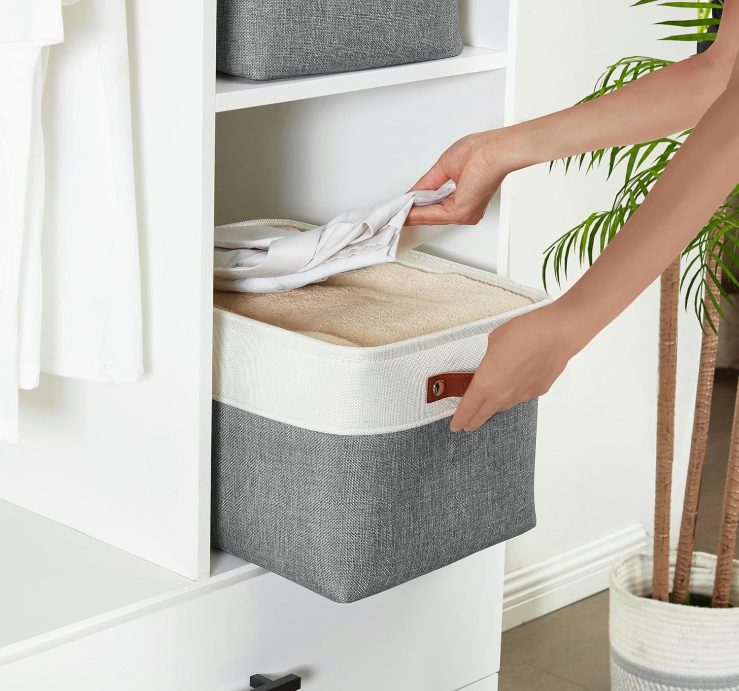 DECOMOMO Storage Bins Fabric Storage Baskets for Shelves, Linen Closet Organization Toys Nursery