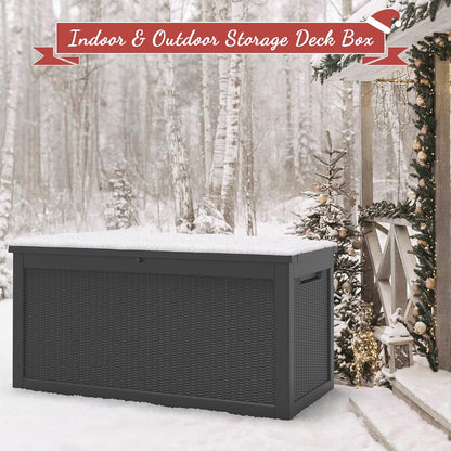 NUNU LAB 260 Gallon Outdoor Storage Box,Resin Large Sturdy Deck Box, Backyard Outside Storage Box