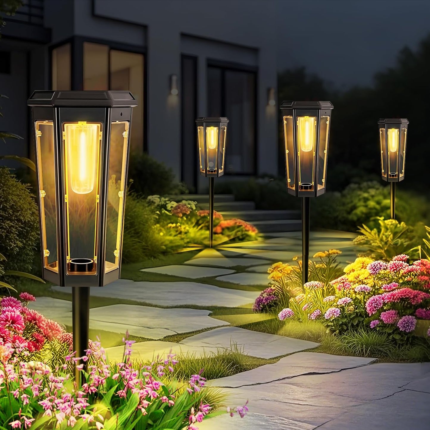 Solar Pathway Lights, Upgraded Solar Bright LED Path Lights, Outdoor Waterproof Garden Landscape