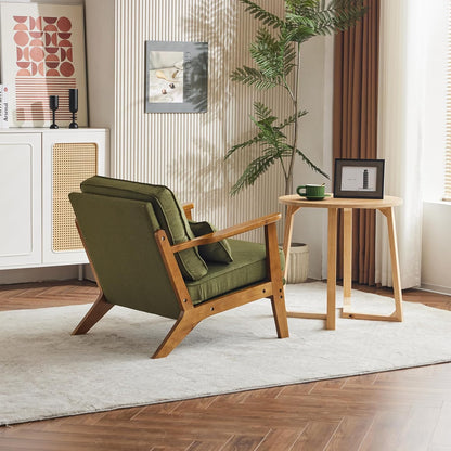 Karl home Accent Chair Wide Armrest Mid-Century Lounge Chair Linen Fabric Armchair with Lumbar