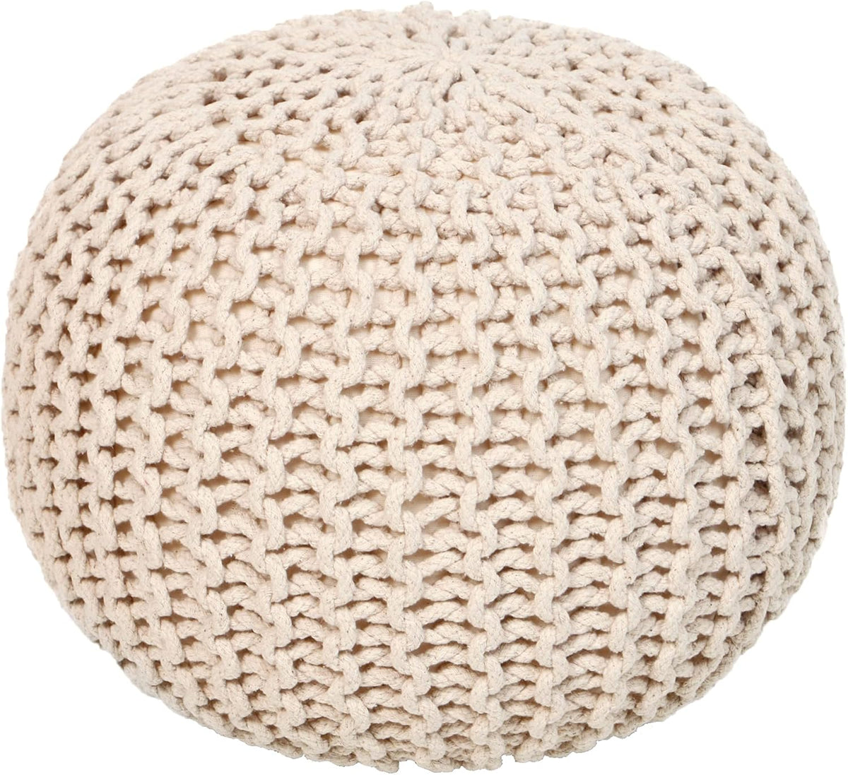 REDEARTH Round Pouf Ottoman - Cable Knitted Boho Poof - Home Décor Cord Pouffe Handmade Circular