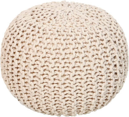 REDEARTH Round Pouf Ottoman - Cable Knitted Boho Poof - Home Décor Cord Pouffe Handmade Circular