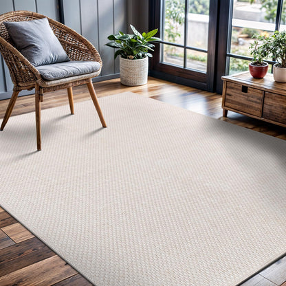 CAMILSON Easy Jute Rug 4x6, Indoor Outdoor Off-White Farmhouse Area Rugs for Living Room Patio and
