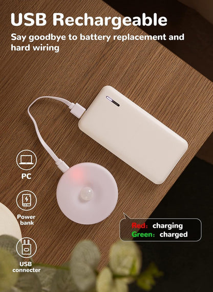 Homelist 3 Pack Motion Sensor Lights Indoor, Rechargeable Wireless LED Puck Lights, Battery