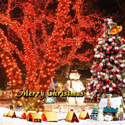 Joomer Red Solar Christmas Lights, 2 Pack Total 144FT 400 LED 8 Modes Waterproof Solar Christmas