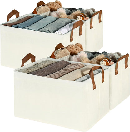 GRANNY SAYS Closet Storage Baskets, Collapsible Fabric Storage Bins with Metal Frame, Clothes