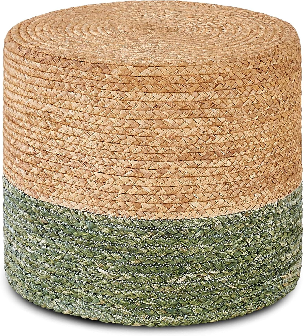 Wimarsbon 18'' Ottoman Pouf, Natural Braided Poof, Rustic Handweave Lounge Pouffe, Boho Footrest