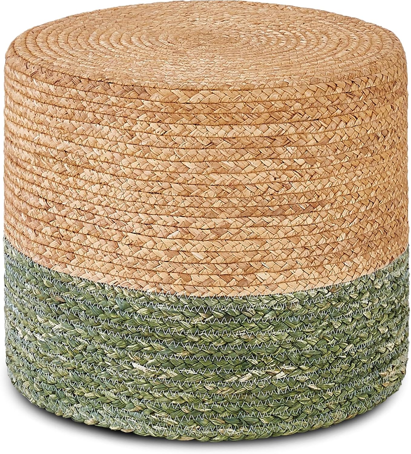 Wimarsbon 18'' Ottoman Pouf, Natural Braided Poof, Rustic Handweave Lounge Pouffe, Boho Footrest