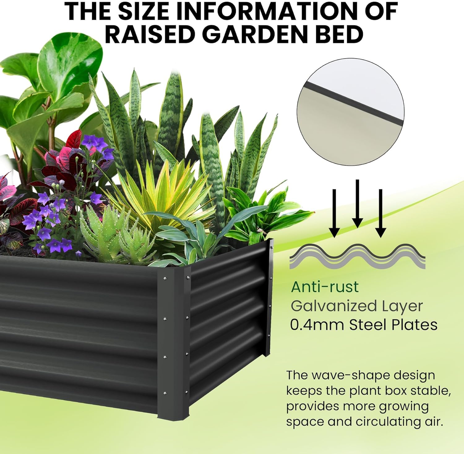 Large Outdoor Planter Boxes Kit Set of 2,6x3x1ft Galvanized Raised Bed Planter with Open-Ended Base