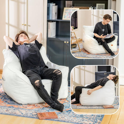 Bean Bag Chair for Adults, Comfy Tufted Bean Bag Chair Sofa with Armrests, Lazy Beanbag Chair with