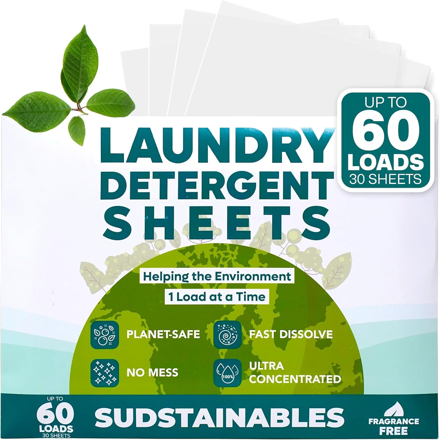 Sudstainables Laundry Detergent Sheets (60 Loads) – Eco-Friendly, Zero Waste, Plastic-Free Laundry