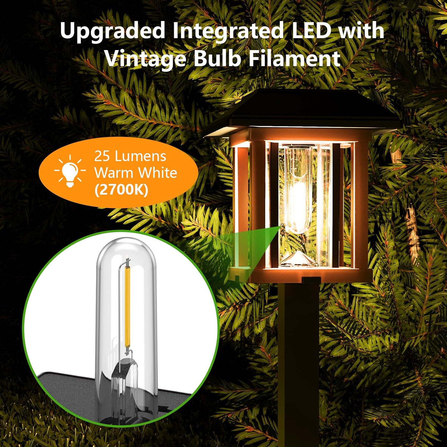 XMCOSY+ Solar Pathway Lights Outdoor, 25 LM LED Garden Lights with Seed Glass, 2-Tone/Colour