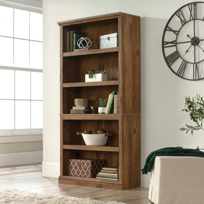 Sauder 5 Tier Book Shelf Wooden Bookcase Multipurpose Bookshelf for Home Office, Living Room, in