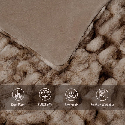 Ultra Soft Luxury Faux Fur Throw Blanket for Counch,Fuzzy Fluffy Plush Warm Cozy Elegant Wrinkled