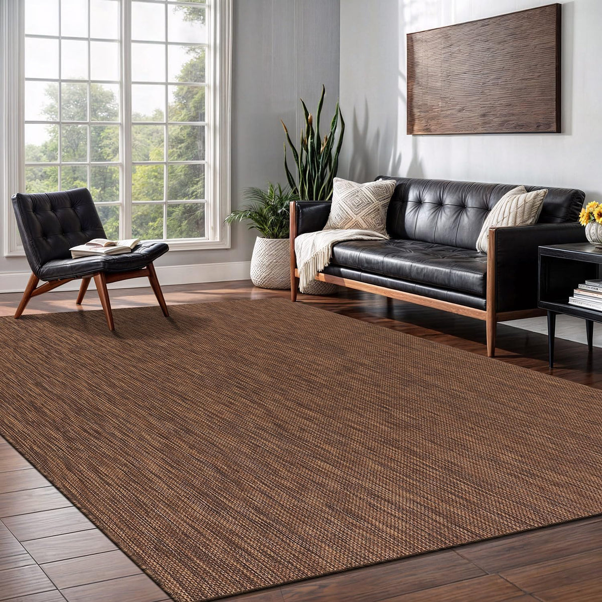 Washable Indoor Outdoor Rug 9x12 Weather Resistant Area Rugs Modern Solid for Porch Deck Balcony