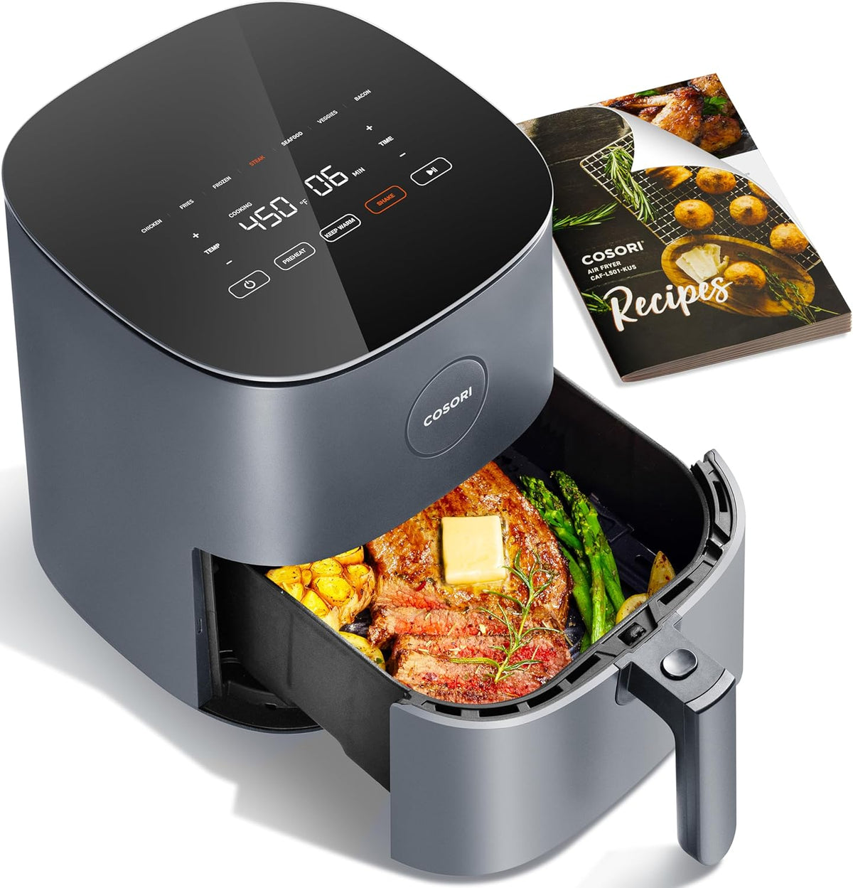 COSORI Air Fryer Pro 9-in-1, Compact 5QT, 450℉: Half Time & Chef-Grade Cook, One-Wipe Clean Glass