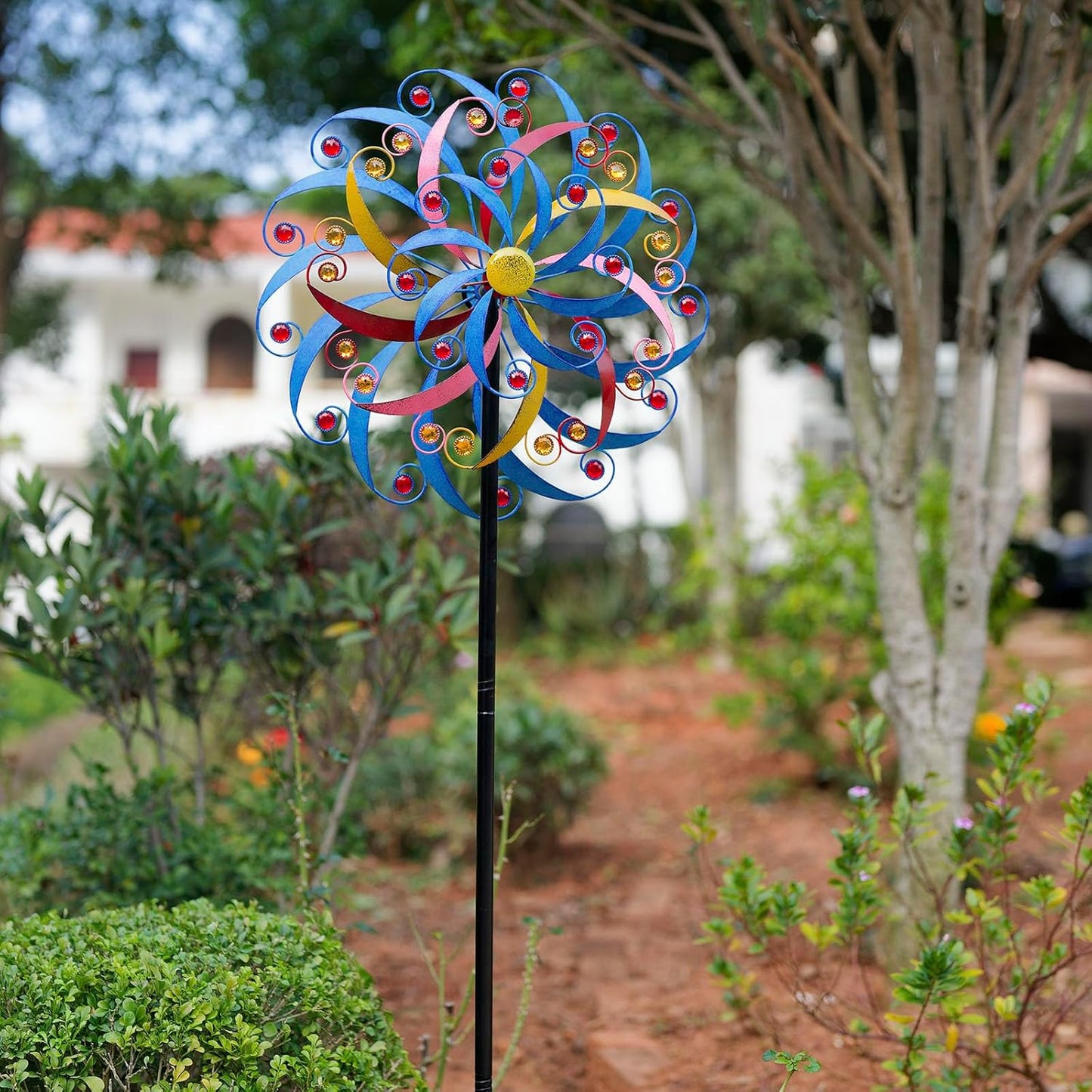 DREAMYSOUL Wind Spinners Outdoor, 20 Inches Dia Extra Large Metal Wind Spinner, Colorful Windmills