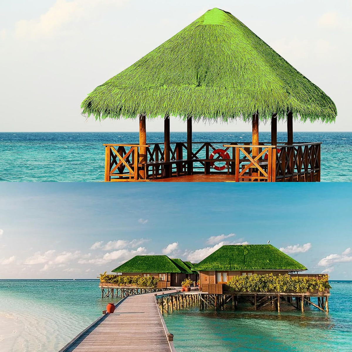 Tiki Straw Roof Thatch - Mexican Style Artificial Palm Rolls, Bar Hut Grass Duck Boat Blinds