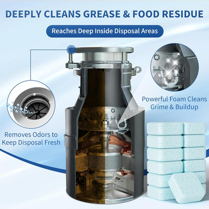 Foaming Garbage Disposal Cleaner and Deodorizer Tablets-24 Pack Food Disposal Cleaner, Quickly