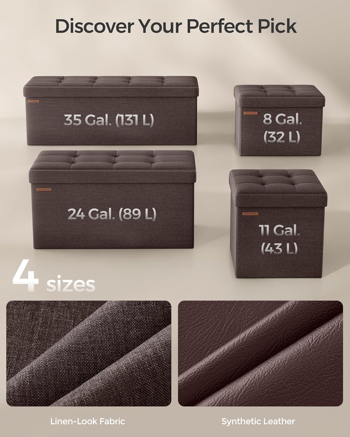 SONGMICS Mazie Collection - 30 Inches Folding Storage Ottoman Bench, Ottoman Foot Rest, End of Bed