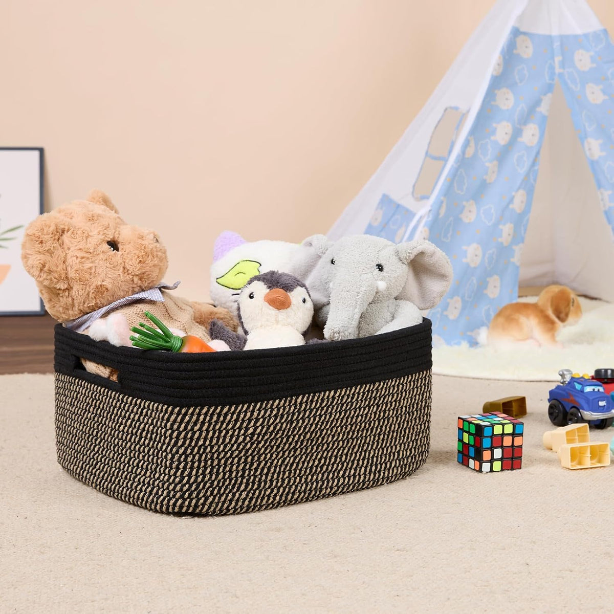 Large Storage Baskets for Shelves, Closet Organizers Bins for Clothes Blanket Towels, Baby Nursery