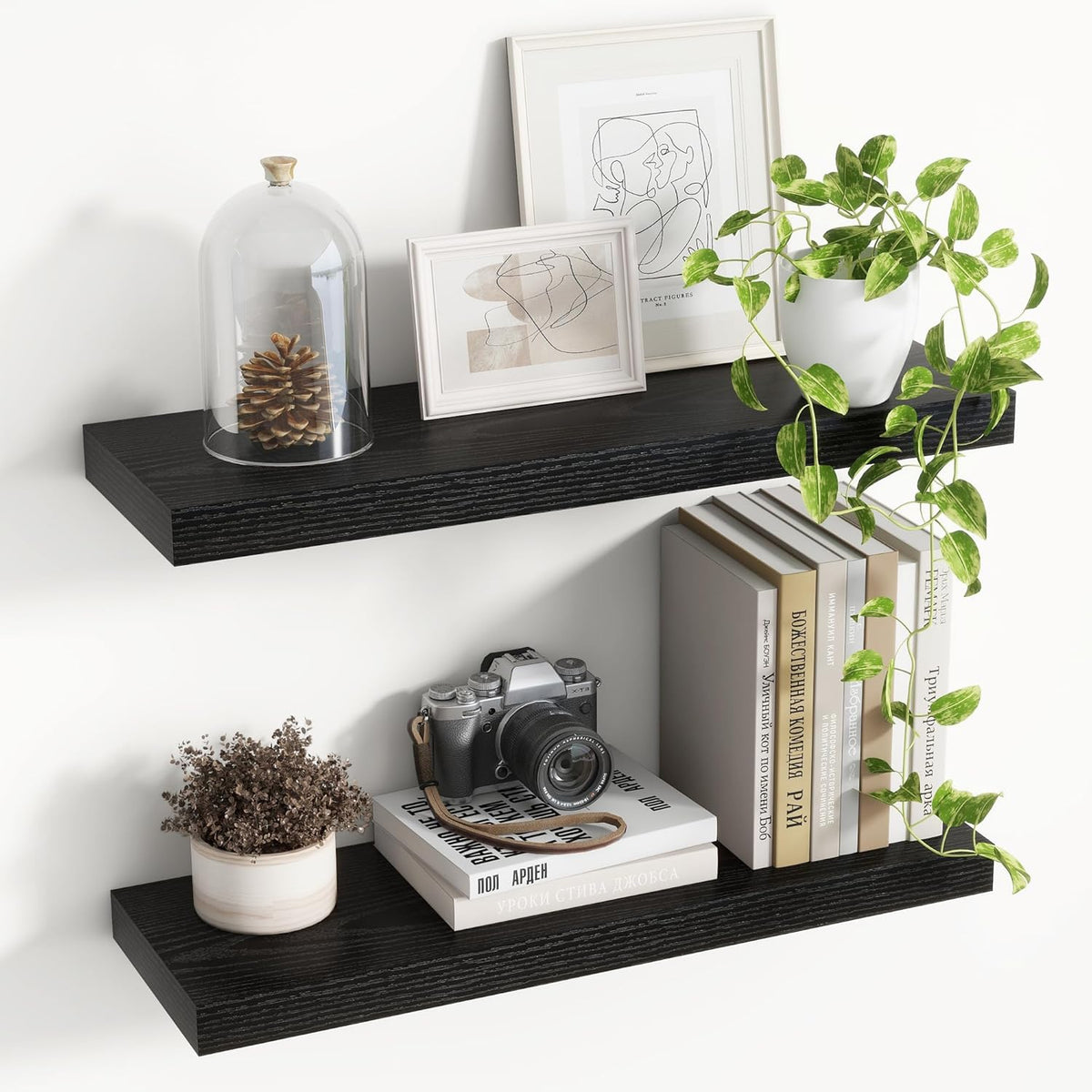 24 Inch Floating Shelves, 8 Inch Deep Floating Shelves for Wall, Hanging Shelf with Invisible