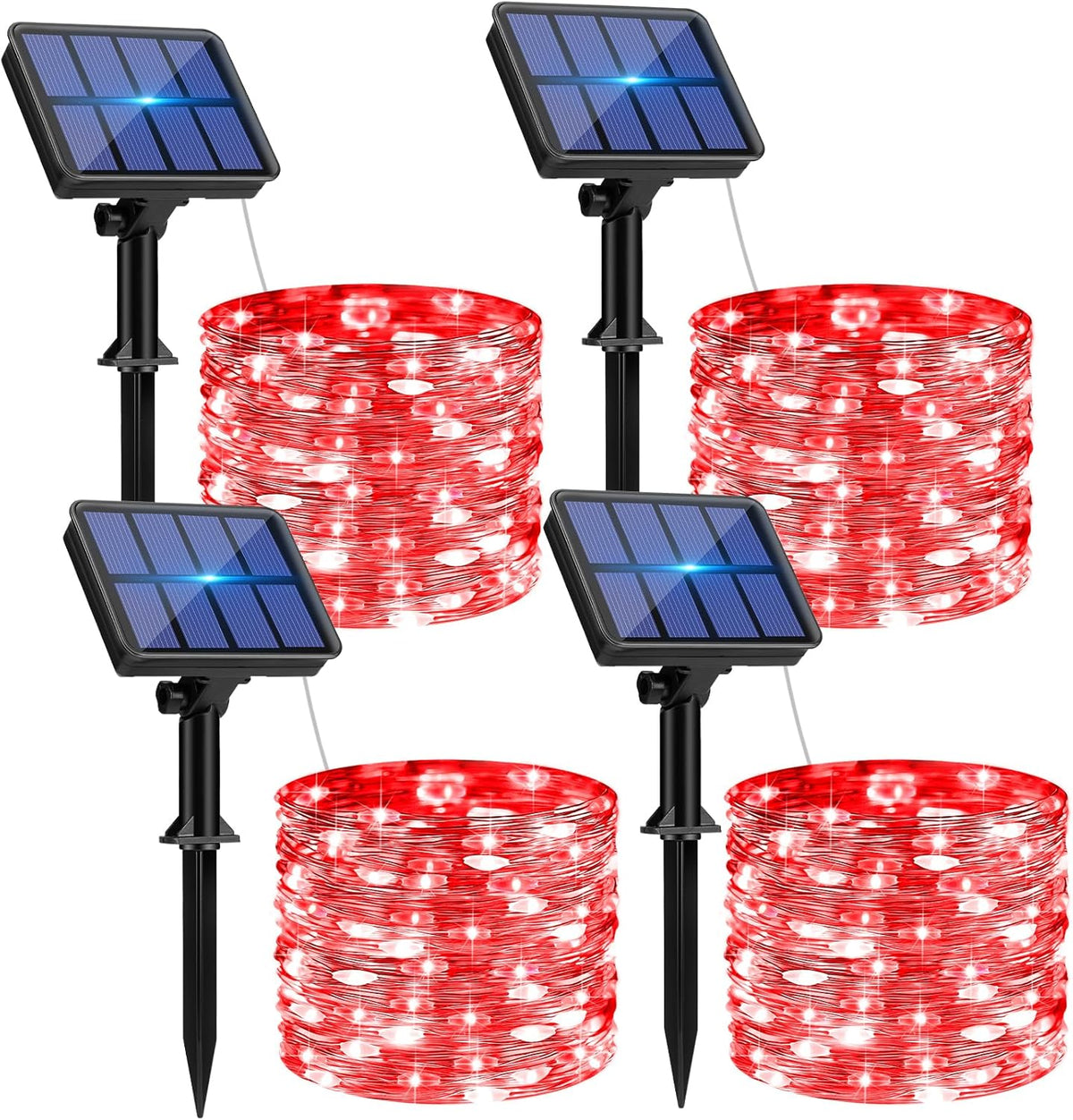 4 Pack Solar String Lights Outdoor - 320LED 132FT Solar Fairy Lights Waterproof 8 Modes, Copper