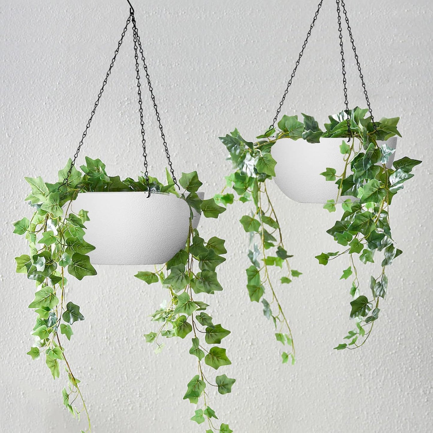 WOUSIWER 13 inch 2Pack Large Hanging Planters for Outdoor Indoor Plants with Drainage Holes and