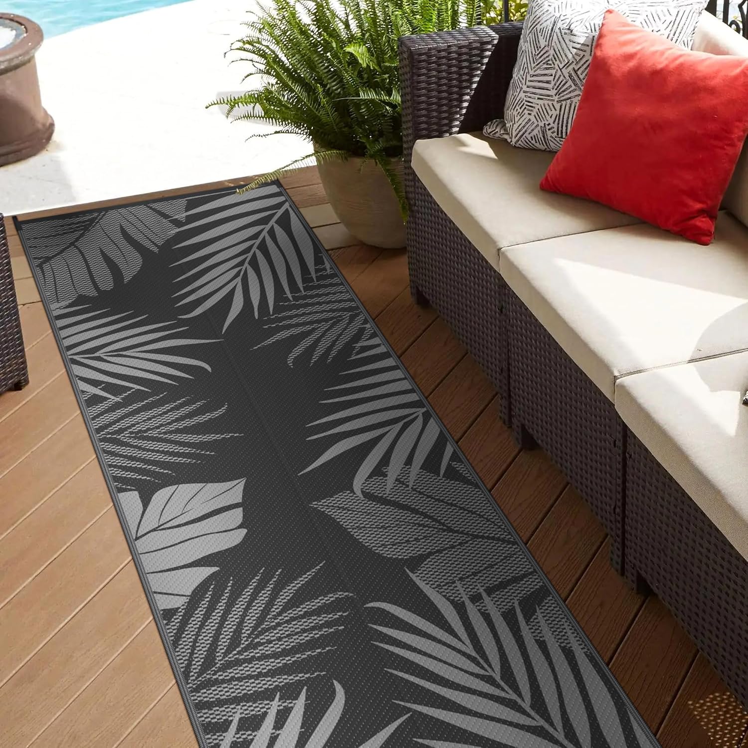 GENIMO Outdoor Rug 2.5' x 8' Waterproof for Patios Clearance, Reversible Outdoor Plastic Straw