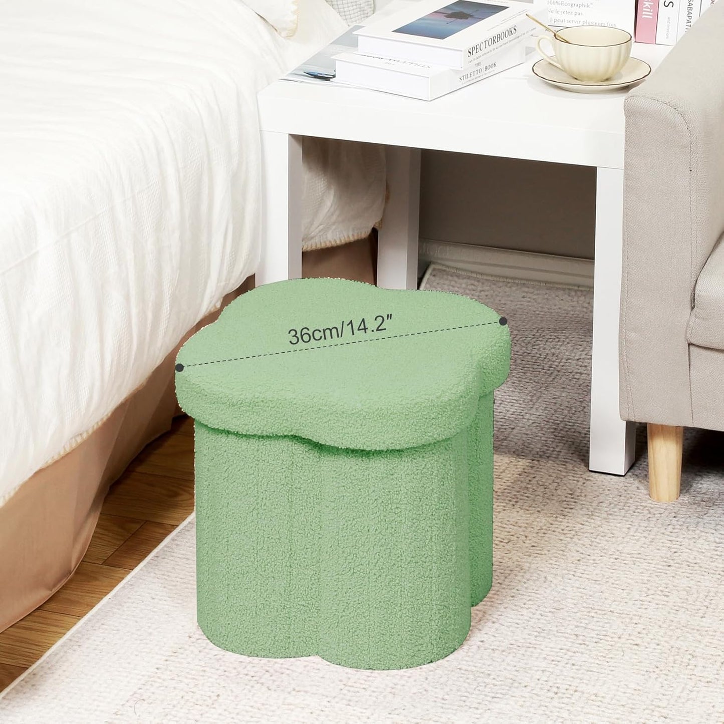 B FSOBEIIALEO Storage Ottoman Cube, Flowers Shaped Ottomans with Storage Foot Stool Footrest for