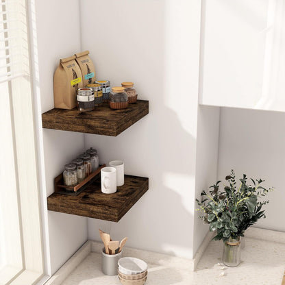 Fun Memories 12 Inch Floating Shelf, Rustic Wood Wall Shelves for Wall Decor & Storage, 12 x 12